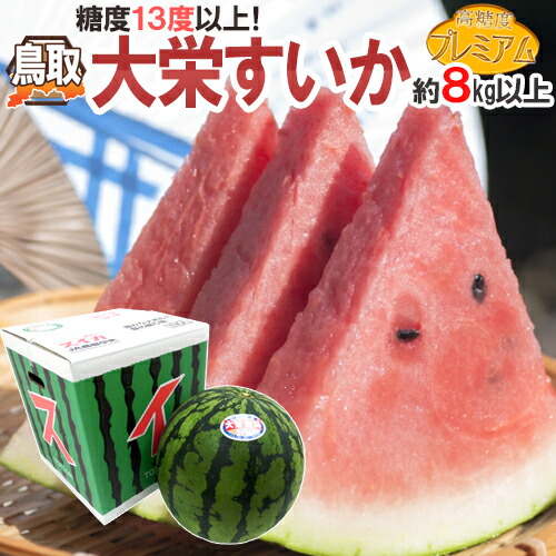 鳥取県 ”高糖度プレミアム 大栄すいか” 約8kg以上 大玉3Lサイズ 大栄西瓜【予約 6月中旬以降】 送料無料