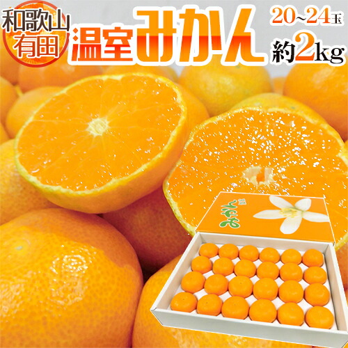 和歌山県産 ”温室 有田みかん” 20～24玉前後 約2kg 化粧箱【予約 5月末以降】 送料無料