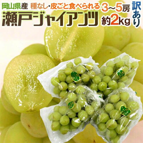 楽天市場】岡山産 ”瀬戸ジャイアンツ” 訳あり 3〜5房 約2kg