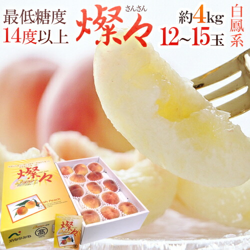 和歌山県 究極の桃 ”燦々（さんさん）” 大玉12～15玉 約4kg 化粧箱 糖度14度以上【予約 7月中旬以降】 送料無料