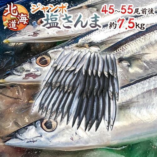 2025年新物！北海道産 ”ジャンボ塩さんま” 45～55尾前後 約7.5kg サンマ 秋刀魚 【予約 入荷次第発送】送料無料