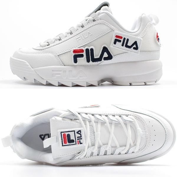 楽天市場 フィラ スニーカー メンズ 26 0 28 0cm 靴 男性 ローカット Fila Disruptor 2 Patches F0331 ダッド シューズ ボリューム パッチ付き ギザギザソール クッション性 個性的 厚底 衝撃吸収 オリジナル 耐久性 天然皮革 レザー レトロ 正規品 靴のニシムラ