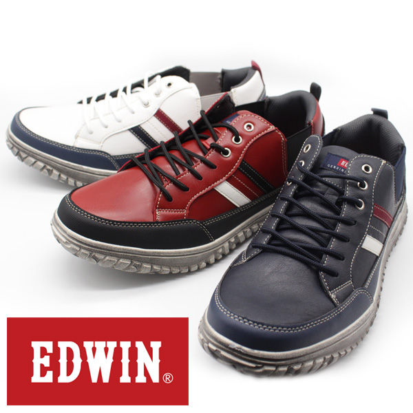 楽天市場 エドウィン スニーカー メンズ 靴 白 ネイビー レッド ホワイト サイドゴア 軽量 疲れない Edwin Edm 639 平日3 5日以内に発送 靴のニシムラ