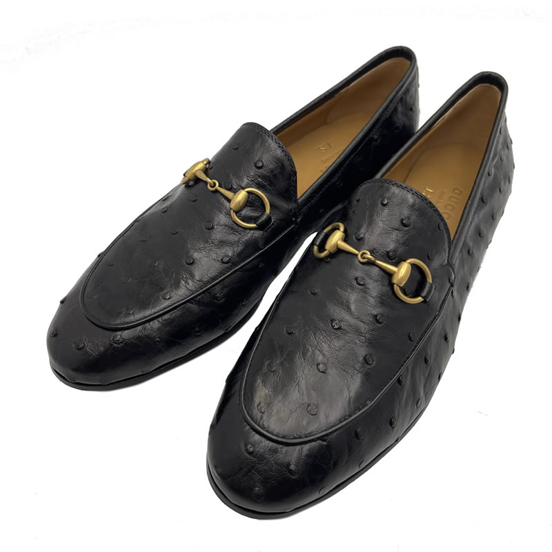 【本物保証】 【京都屋質店】 【GUCCI グッチ】 オーダーメイド商品　ホースビット　ローファー　オーストリッチ　ゴールド金具　460723　37 1/2(約24cm)　 【未使用】【PAWN SHOP】【質屋出品】【5】