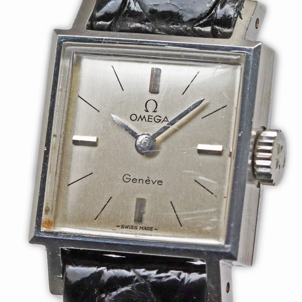 Omega Geneve Ladies' Square Watch, Ref. 511.321, Manual Winding, Cal. 485オメガ ジュネーブ レディース スクエア Ref.511.321 Cal.485 手巻き アンティーク オーバーホール済み 【PAWN SHOP】【質屋出店】【中古】【本物保証】 【京都屋質店】｜京都屋質店