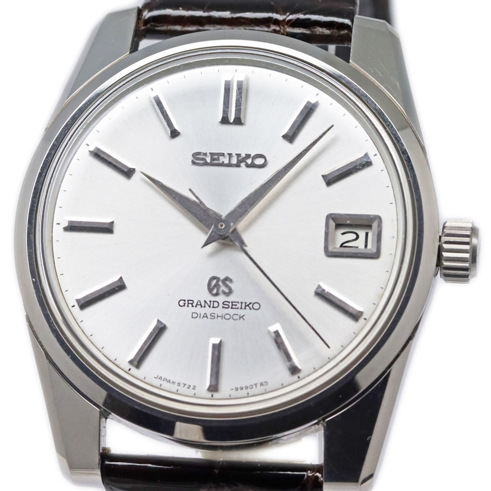GRAND SEIKO 57GS 2nd MODEL Ref.5722-9991 SS カルシウム.1967 36粍地びたセイコー 5722-9991 2nd模範例 後期型 GSメダリオン 手巻 OH済 1967年3月製（昭和42年） 検査と修理済み【ブランド名ウオッチ】【PAWN SHOP】【一六銀行下位区分】【本物引き受ける】 【京都屋質店】