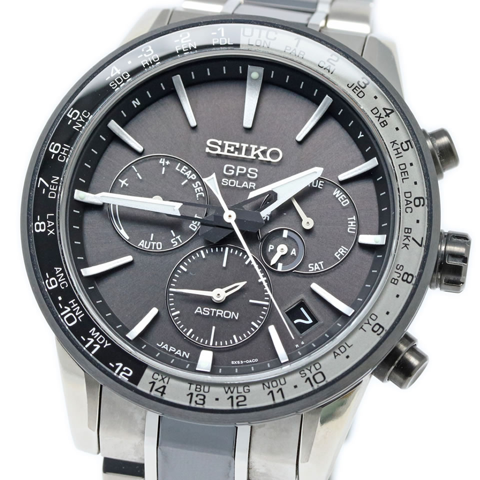 Seiko ASTRON 5X Series GPS Satellite Solar Titanium JAPAN SBXC011セイコー アストロン 5Xつづき物 デュアル一時停止 SBXC011 純チタン セラミックス【中古】【PAWN SHOP】【一六銀行下位区分】 腕時計-メンズ腕時計