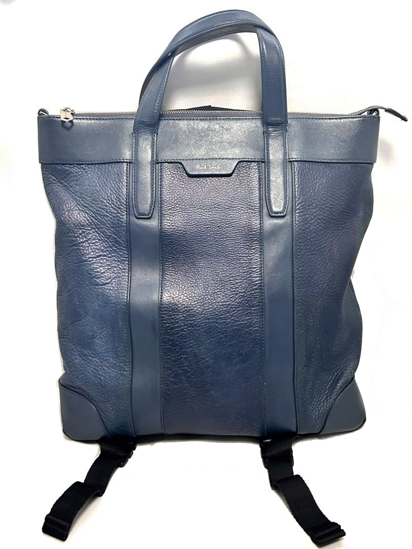 ポールスミス Paul Smith リュック バッグパック トートバッグ 2WAY ダークブルー 本革レザー 中古ABランク メンズバッグ