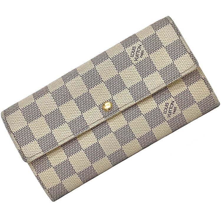 【正規品】LOUIS VUITTON ダミエ柄長財布 アイボリー/グレー Louis Vuitton ダミエ 長財布