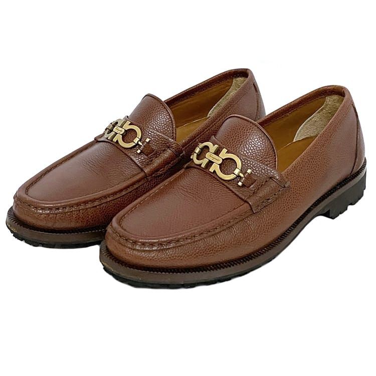 美品 サルバトーレフェラガモ シングルモンク グレインレザー 茶7EE 美品SALVATORE FERRAGAMO サルバトーレフェラガモ シングル