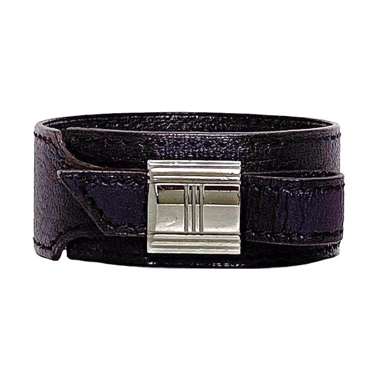 HERMES エルメス アルテミス ブラック レザーバングル ブレスレット HERMES エルメス トゥアレグ アルテミス レザー ブレスレット