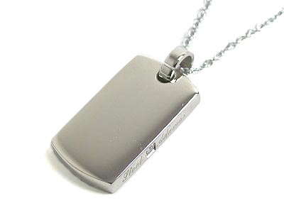 ネックレス ダイヤモンド ドッグタグ 刻印 名入れ 金属アレルギー対応 ホワイト ブラック プレート チェーン付き 女性 男性 ギフト 錆びない LAE ラアモーレエテルノ ブランド 【誕生日記念日】 母の日 プレゼント