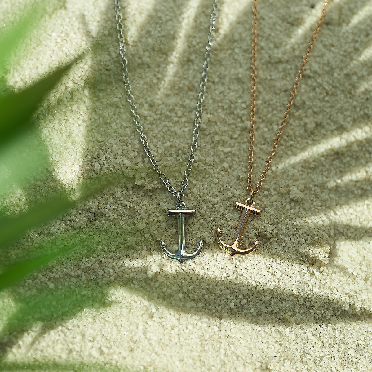 Lauss 美しいシルエット 小さめアンカーのペアネックレス アレルギーフリー opp00074 PairNecklace|LAUSS