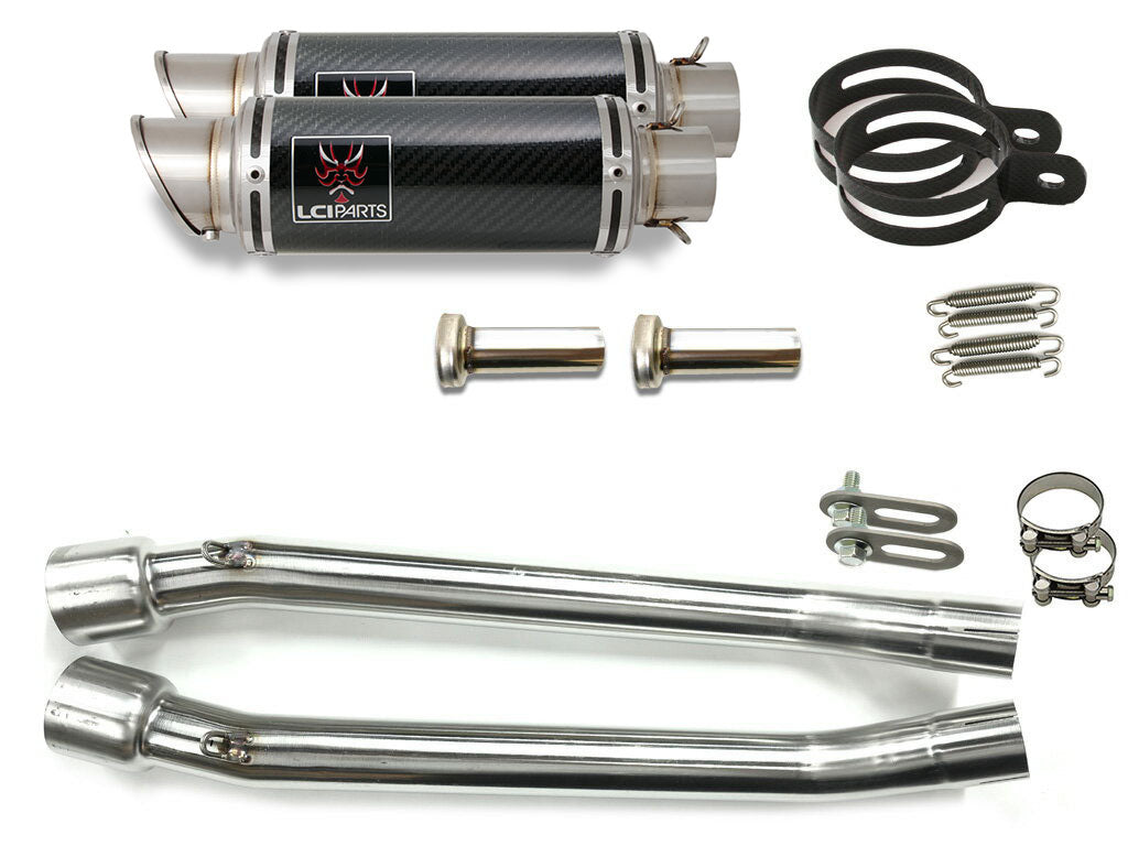 カワサキ ZZR250 1990-2007 LCIPARTS ショートカーボンスリップオンマフラー