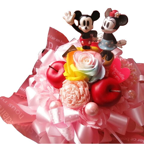 クリスマスプレゼント　花　ディズニー　フラワーギフト　ラテ　レインボーローズ　プリザーブドフラワー入り　ノーマル　ミッキーマウス　ミニーマウス　ケース付き　◆クリスマスプレゼント・記念日の贈り物におすすめのフラワーギフト 7,056円