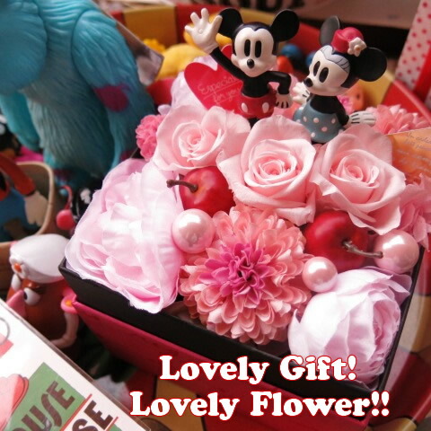 母の日 ディズニー 花 プリザーブドフラワー フラワーギフト 箱を開けてサプライズ ミッキーマウス ミニー入り ボックス プリザーブドフラワー ノーマル ミッキー ミニー