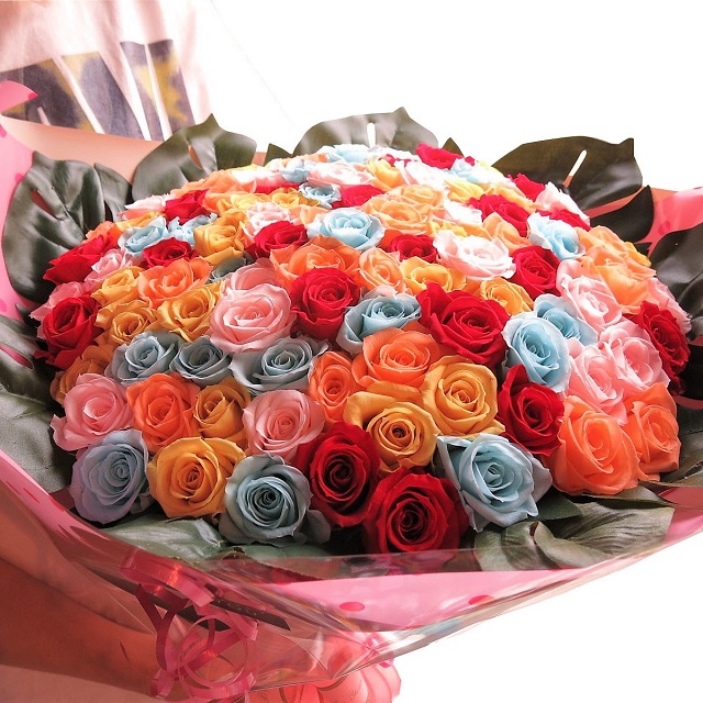 プロポーズ 赤バラ 100本 花束 プリザーブドフラワー使用 ピンク オレンジ Etc 100本入り プリザーブドフラワー 花束 枯れずにいつまでもキレイなバラ 誕生日プレゼント 成人祝い 記念日の贈り物におすすめのフラワーギフト Sgcc Bm