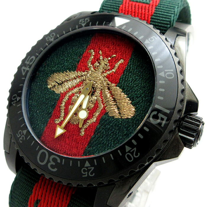 【中古】 GUCCI グッチ ダイブ 蜂 ビー メンズ ブラック 黒 シェリー 136.2 時計 クォーツ YA136216 箱 稼動品｜レオンショップ