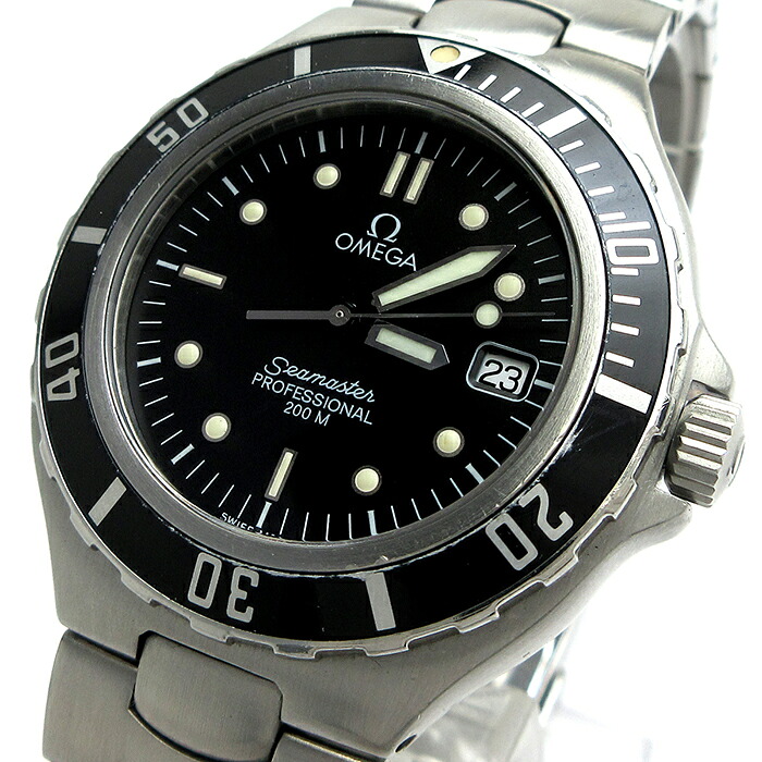 【中古】ゼロ OMEGA シーマスター プレ公債証書 デイト メンズ 黒文字盤 396.1062 時辰儀 SEAMASTER 石英 OH済 稼働品