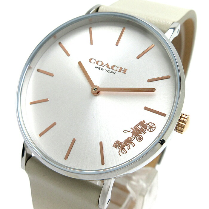 未使用 COACH コーチ 腕時計 クォーツ ラウンド CA.141 レディース COACH コーチ CA.64.7.95.1615 ステンレス ホワイト ラバー