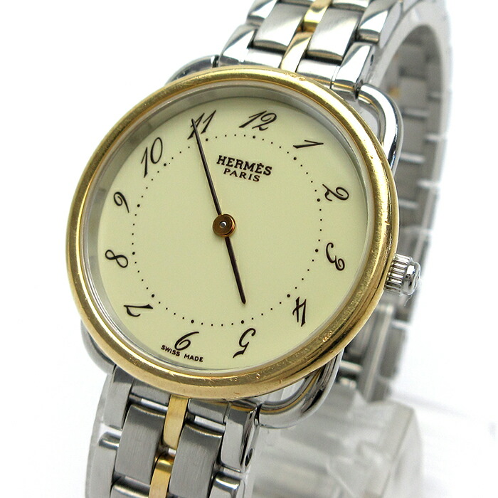 新品電池✨　エルメス　アルソー　白文字盤　コンビ　Hバンド　腕時計　レディース 楽天市場】エルメス HERMES アルソー コンビ AR3 220 レディース