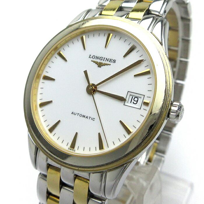 ロンジン FLAGSHIP メンズ腕時計 アイボリー文字盤 二針デイト付 楽天市場】ロンジン LONGINES フラッグシップ 39mm クロノグラフ