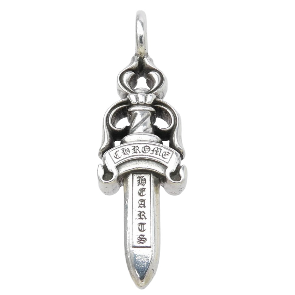 CHROME HEARTS クロムハーツ（藍本無） DOUBLE DAGGER ダブルダガー シャンデリヤ しろがね色 首飾り いの一番 しろがね色系  メンズ【中古】