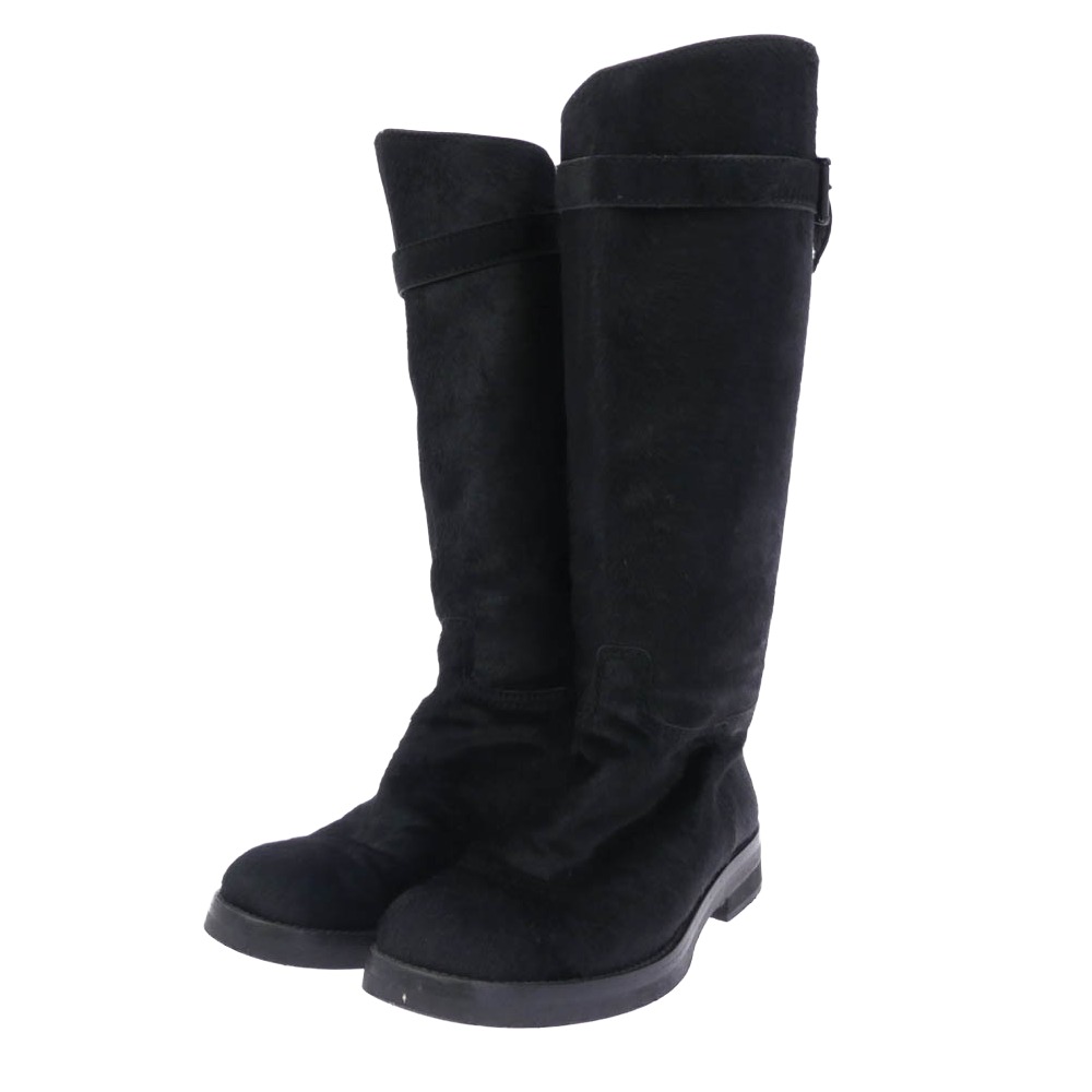 ANN DEMEULEMEESTER アンドゥムルメステール ハラコ ロング ブーツ ブラック系 42 メンズ【中古】 42,253円