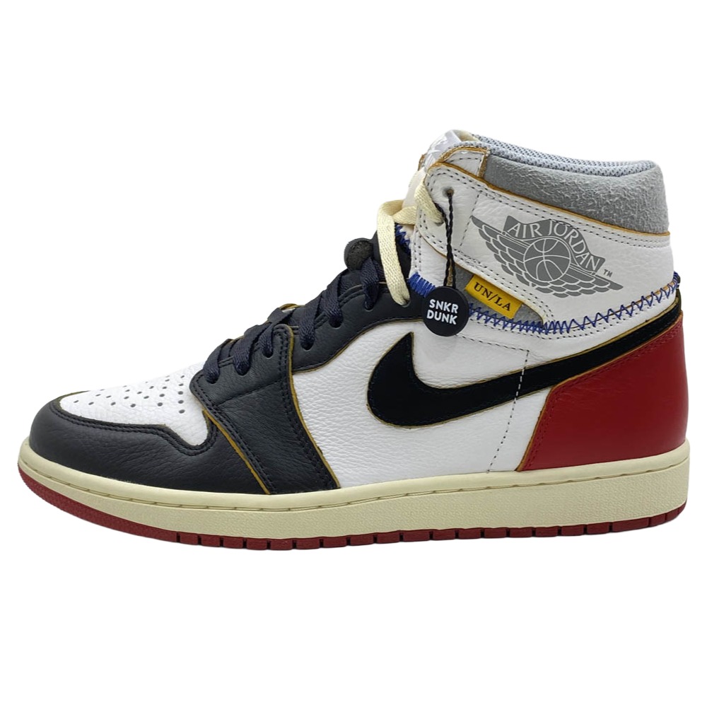 NIKE AIR JORDAN ナイキ ジョーダン BV1300-106 【フェイクバスターズ鑑定済】× UNION ユニオン Air Jordan 1 Retro High OG NRG Varsity Red Wolf Grey AJ1 エアジョーダン1 レトロ ハイカット スニーカー ホワイト系 ブラック系 レッド系 28cm 【美品】 メンズ【中古】