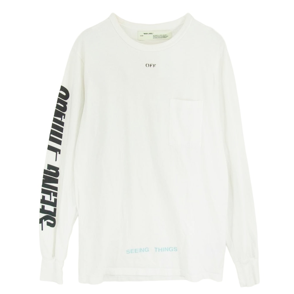OFF-WHITE オフホワイト OMAB001F17185047 SEEING THINGS バック アーム ロゴ ロングスリーブ カットソー ホワイト系 M メンズ【古着】【中古】