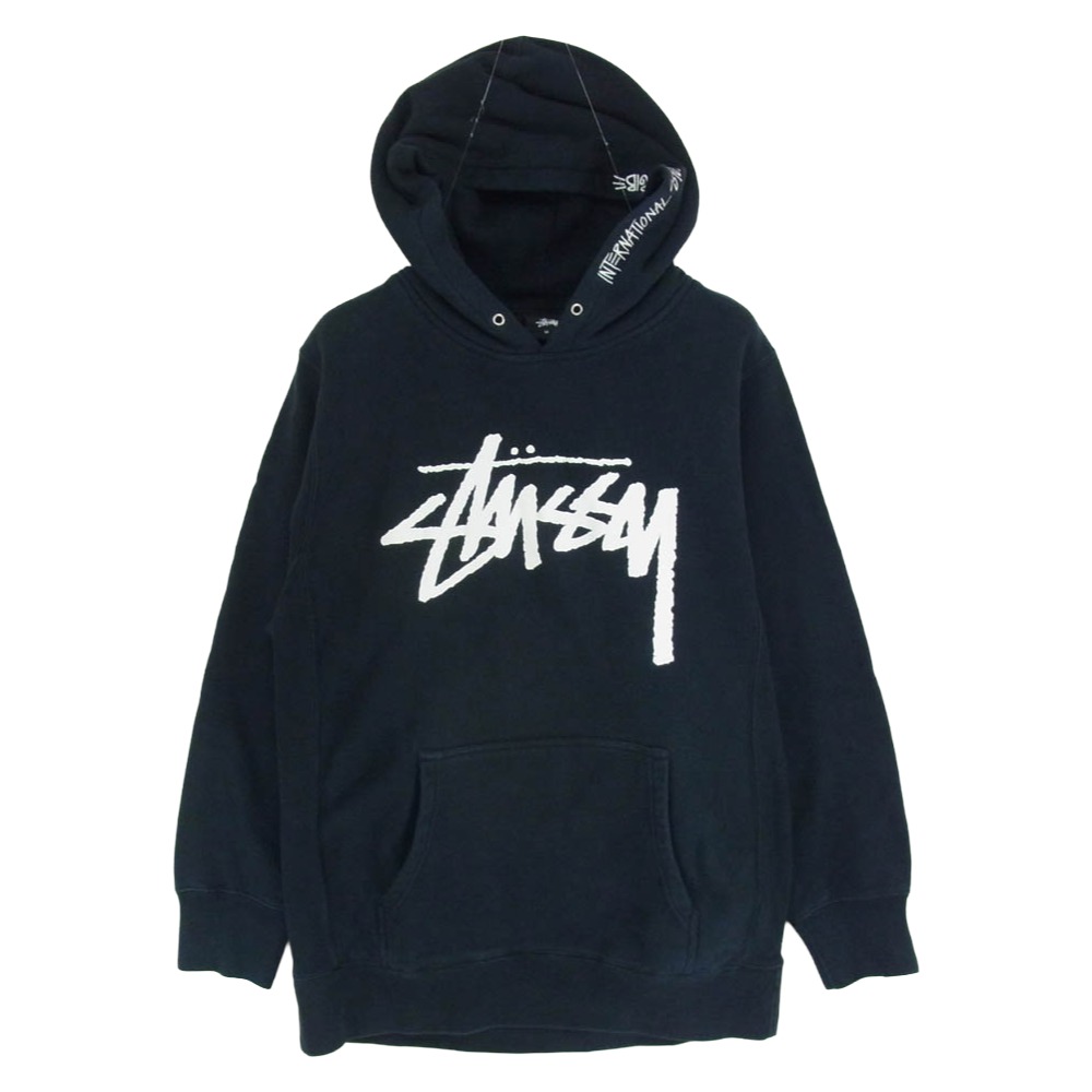 STUSSY ステューシー 買い溜める ロゴタイプ フーディー ティーシャツ パーカー 黒いこと系 M  メンズ【古着】【中古】
