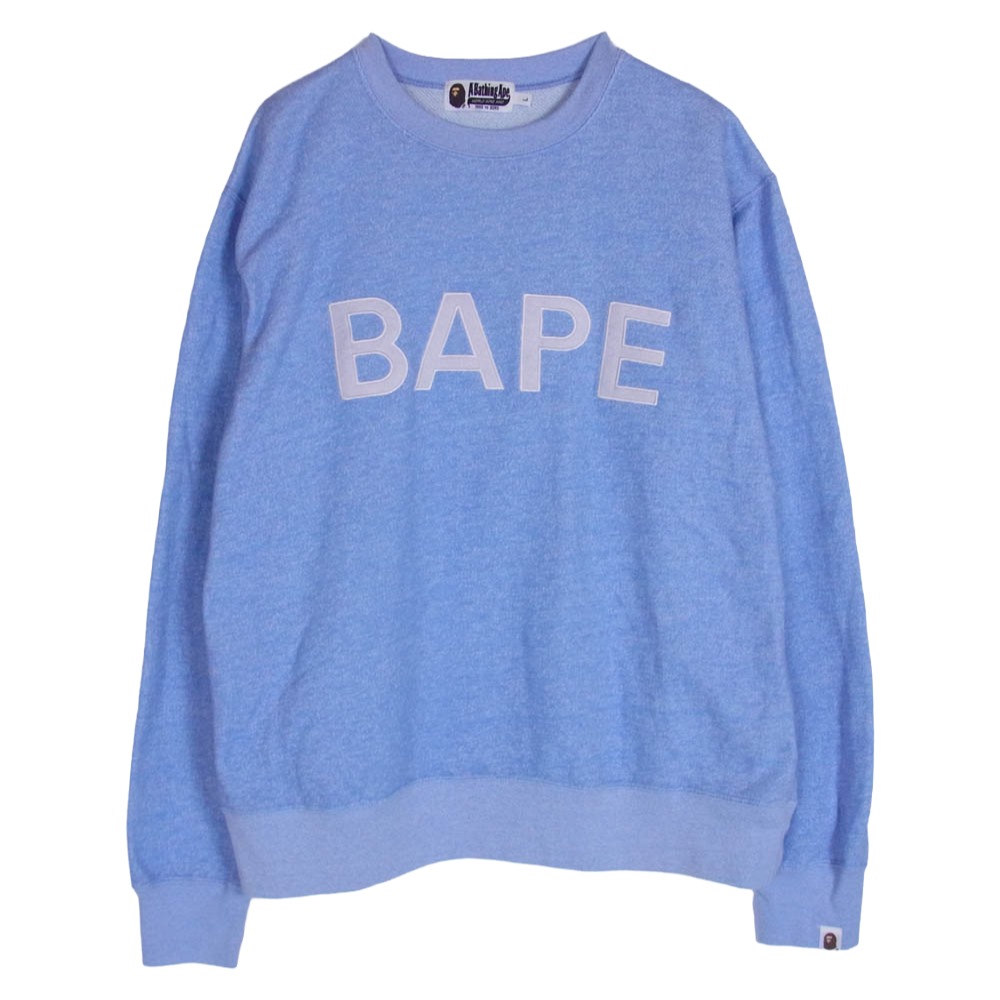 A BATHING APE アベイシングエイプ BAPEロゴタイプ 労働者の一団のど首 汗水 調教師 点火装置青色系 L  メンズ【古着】【中古】