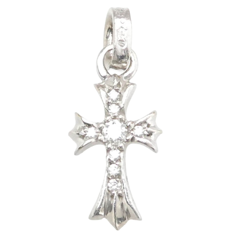 CHROME HEARTS クロムハーツ（原本有） 18KWG CRS BBYFAT P/DIA ベイビーファットクロス PAVE 金剛石 シャンデリヤとっ始め しろがね色系  メンズ【中古】
