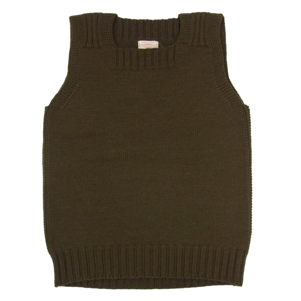 BUTCHER PRODUCTS ブッチャープロダクツ knit best リブ ニット ベスト カーキ系 36 メンズ【古着】【中古】