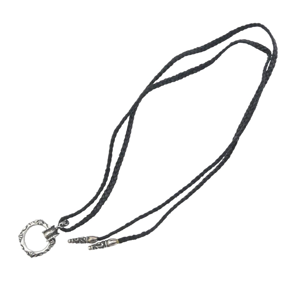 CHROME HEARTS クロムハーツ（原型無） EWLP SBT アイウェアループ SBTダンス楽隊 Wなめし革 金モール しろがね色 首飾り 黒いこと系 しろがね色系  メンズ【中古】