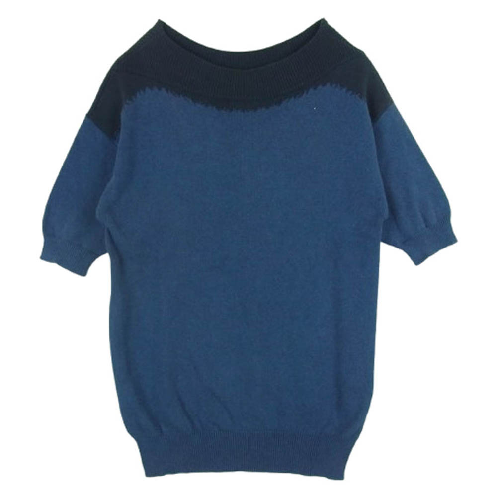 BOTTEGAVENETA ボッテガヴェネタ 371854 VZHE0 カラー切替 半袖 ニット トップ Tシャツ ネイビー系 48 メンズ【古着】【中古】 6,145円