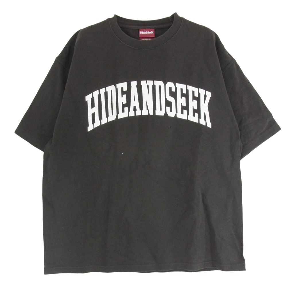 HideandSeek ハイドアンドシーク フロント アーチロゴ プリント ショートスリーブ Tシャツ 半袖カットソー チャコール系 L メンズ【古着】【中古】