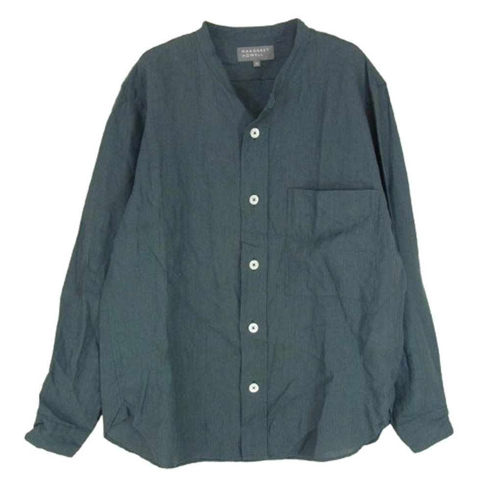 【美品】マーガレットハウエル・半袖シャツ・ボックスシルエット・ストライプ・L GRAPHIC COTTON STRIPE | MARGARET HOWELL（マーガレット