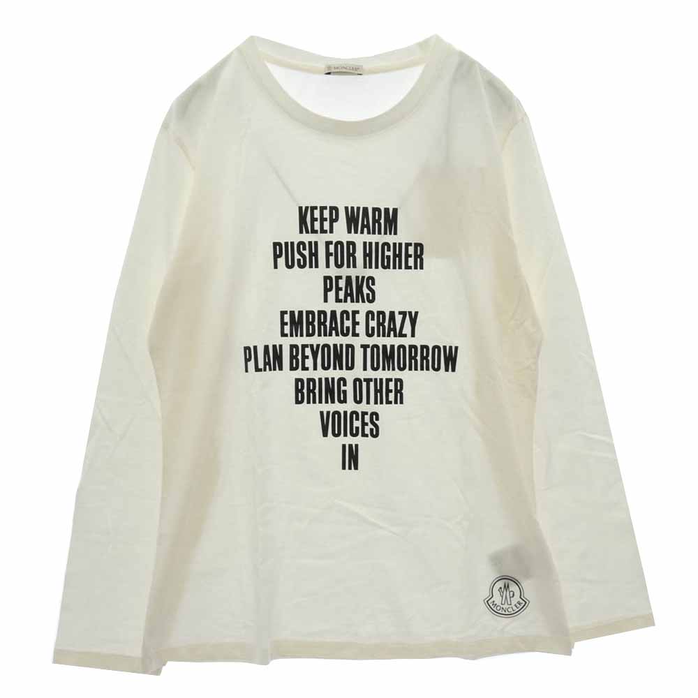 MONCLER モンク軌跡 21AW G20938D00002 829FB LS TSHIRT KEEP WARM PUSH 申したて 裾 ロゴタイプ刷り上げる 労働者の一団のど首 長袖 Ｔシャツ カットソー 白いこと 白いこと系 L  メンズ【古着】【中古】