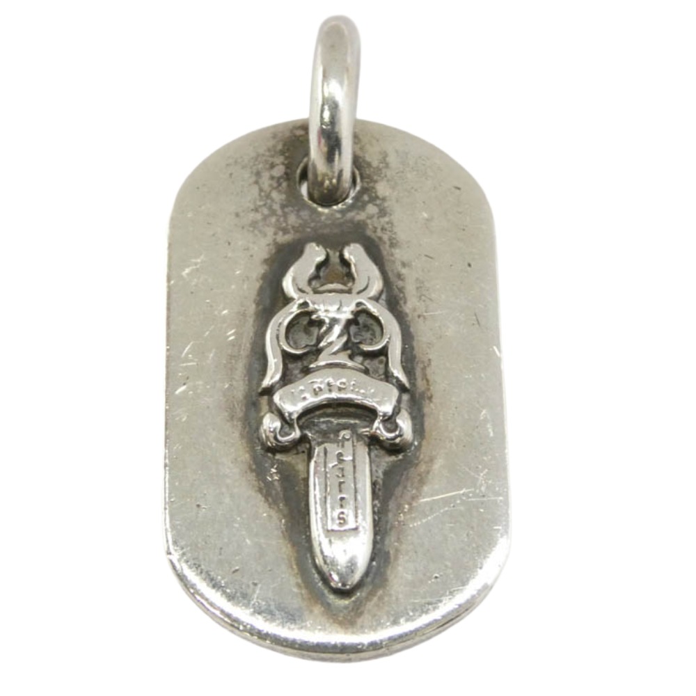 CHROME HEARTS クロムハーツ（原型無） RAISED DAGGER DOGTAG レイズド ダガー ドッグタグ シャンデリヤとっ始め しろがね色系  メンズ【中古】
