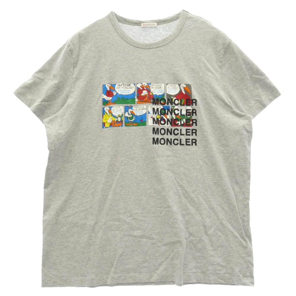 MONCLER モンク軌跡 C20918022550 MAGLIA T-SHIRT 喜歌劇 アニメ刷り上げる 天然ゴムロゴタイプ 半袖 ティーシャツ 薄墨色系 メンズ【古着】【中古】
