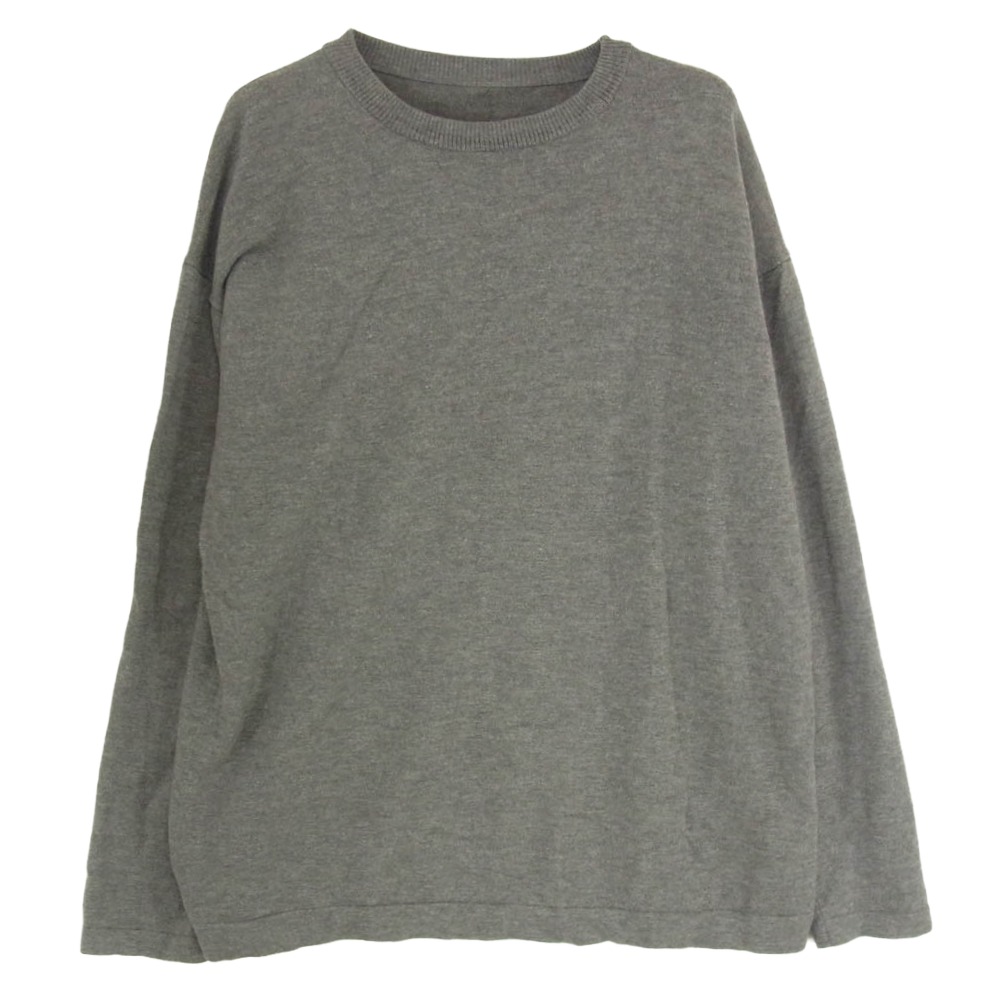 crepuscule クレプスキュール 1603-004 wool crewneck L/S 労働者の一団のど首 編み物 御機嫌ゲージ ティーシャツ 薄墨色系 2  メンズ【古着】【中古】