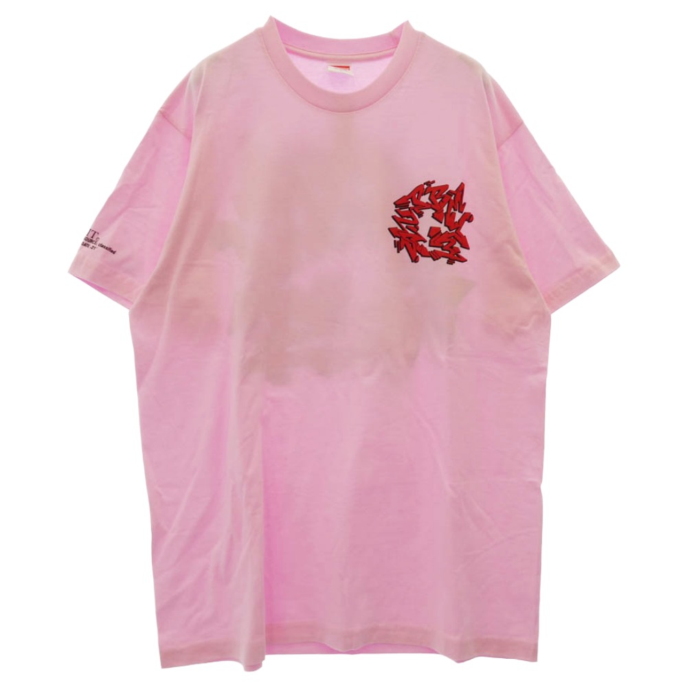 Supreme シュプリーム 21AW Support Unit Tee 受け支える 単一のもの プルオーバー 向こう正面 うしろ側 刷り上げる 半袖カットソー サクラ色系 L 【御前上等美品】 メンズ【古着】【中古】