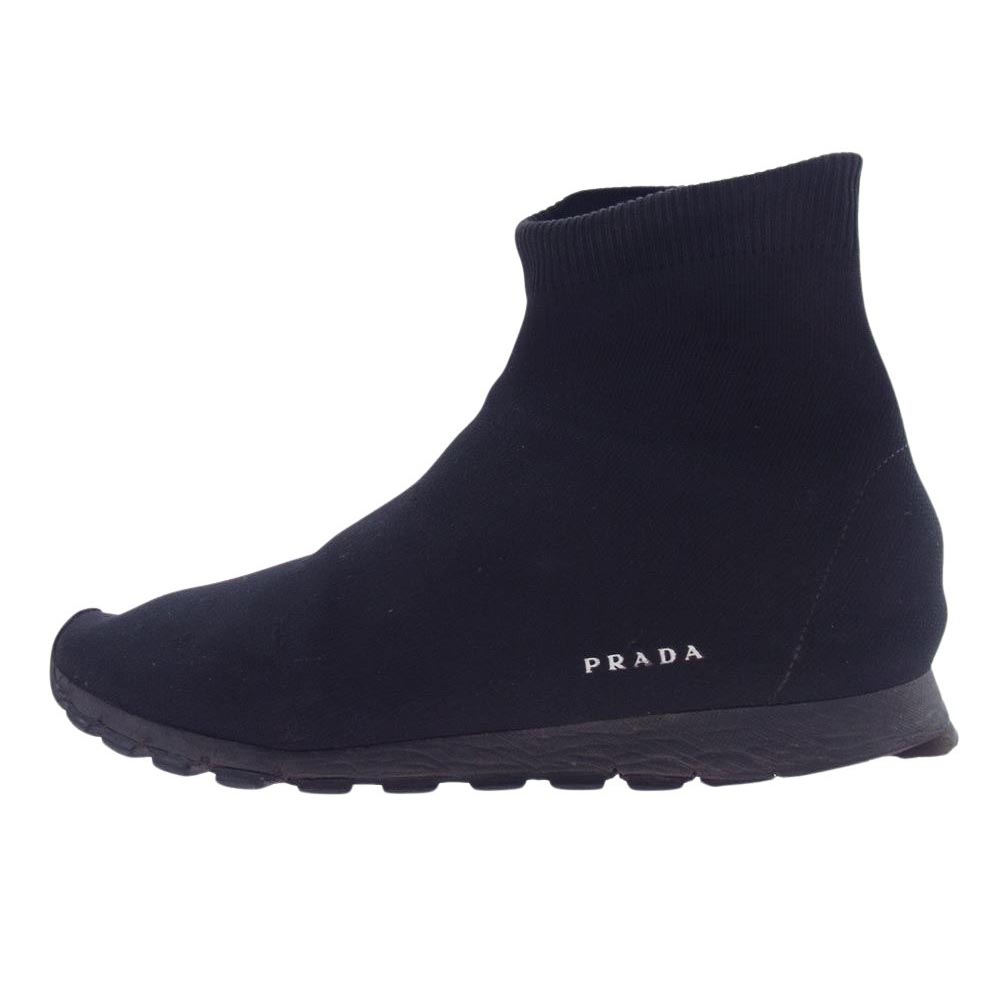 PRADA プラダ スニーカー 4T3365 ハイカット ソックス スニーカー ブラック系 7 メンズ【中古】