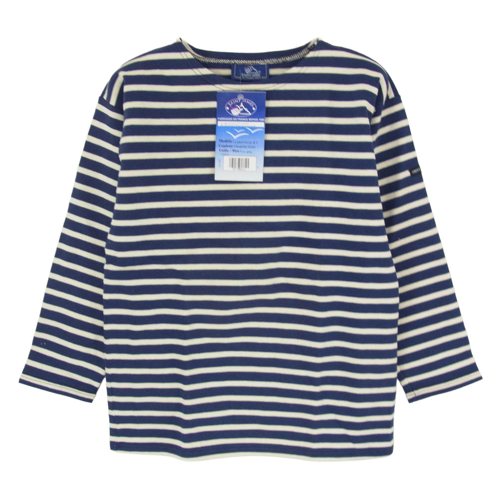 SAINT JAMES セントジェームス デッドストック フランス製 80s 90s CARAVELLE キャラベル バスクシャツ 長袖 Tシャツ サイズ12 ネイビー系 12ans 【極上美品】 レディース【古着】【中古】