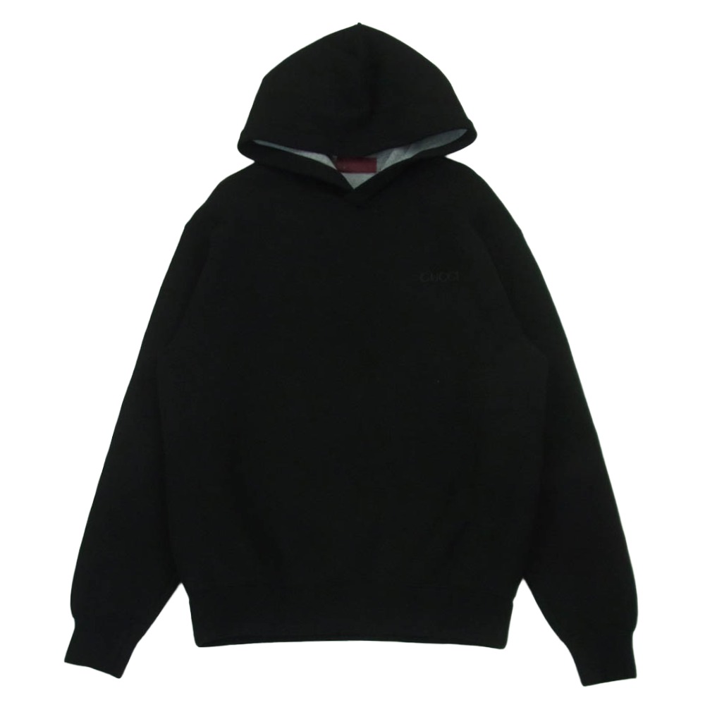 GUCCI グッチ 803973 XJGTW ヴィスコースジャージー ロゴエンブロイダリー フーデッド トレイナー ティーシャツ パーカー 黒いこと系 S メンズ【古着】【中古】