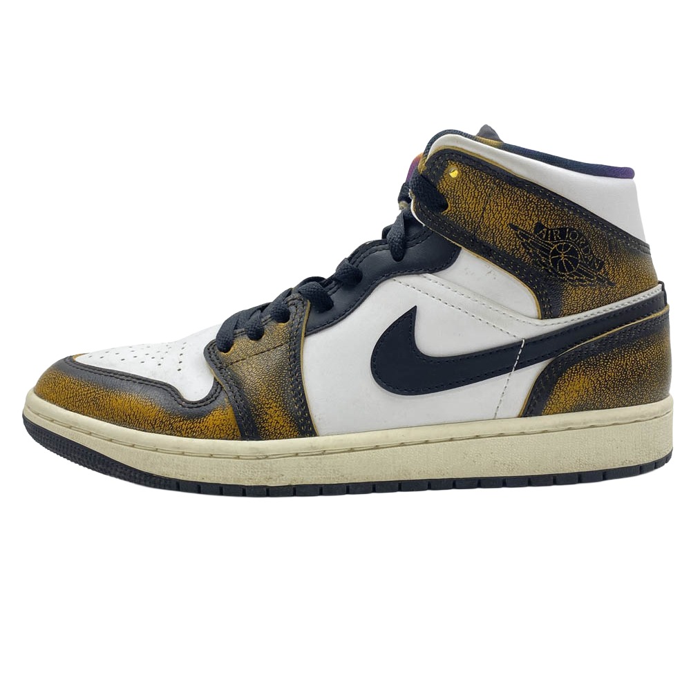 NIKE ナイキ DQ8417-071 Air Jordan 1 Mid Wear Away エアジョーダン1 ミッド ウェア アウェイ ミドルカット スニーカー イエロー系 ホワイト系 ブラック系 26cm  メンズ【中古】