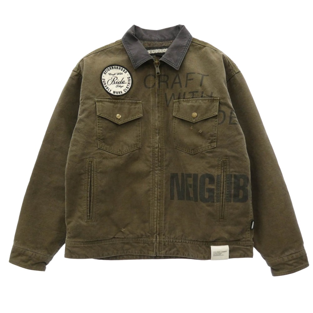 NEIGHBORHOOD ネイバーフッド 24AW 242UTNH-JKM02 DUCK WORK JACKET 合鴨 細工物上衣 上衣 カーキ系 M メンズ【古着】【中古】