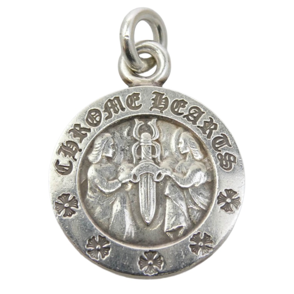 CHROME HEARTS クロムハーツ（藍本無） CHRM ANGL MDL V2 エンジェルメダルチャーム シャンデリヤいの一番 しろがね色系  メンズ【中古】