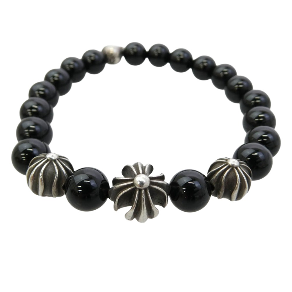 CHROME HEARTS クロムハーツ（原型無） BEAD 8粍 ビーズ 腕輪 しろがね色系 黒いこと系 メンズ【中古】